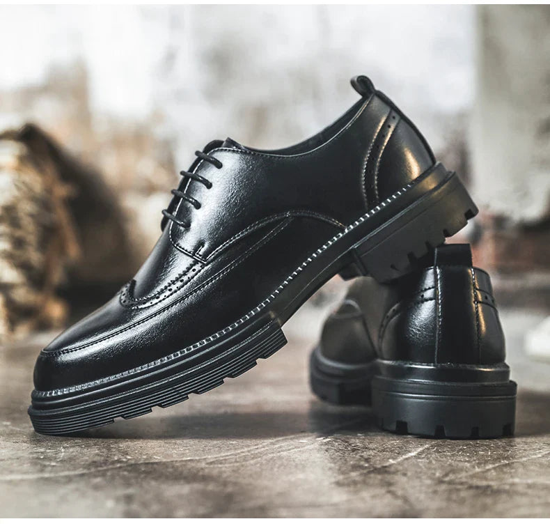 Big Size Men Height Increaseing Dress Brogue Shoes Gentleman Suit Elevator Shoes Oxford Invisible Heel 4/7/9CM Wedding Man Shoes