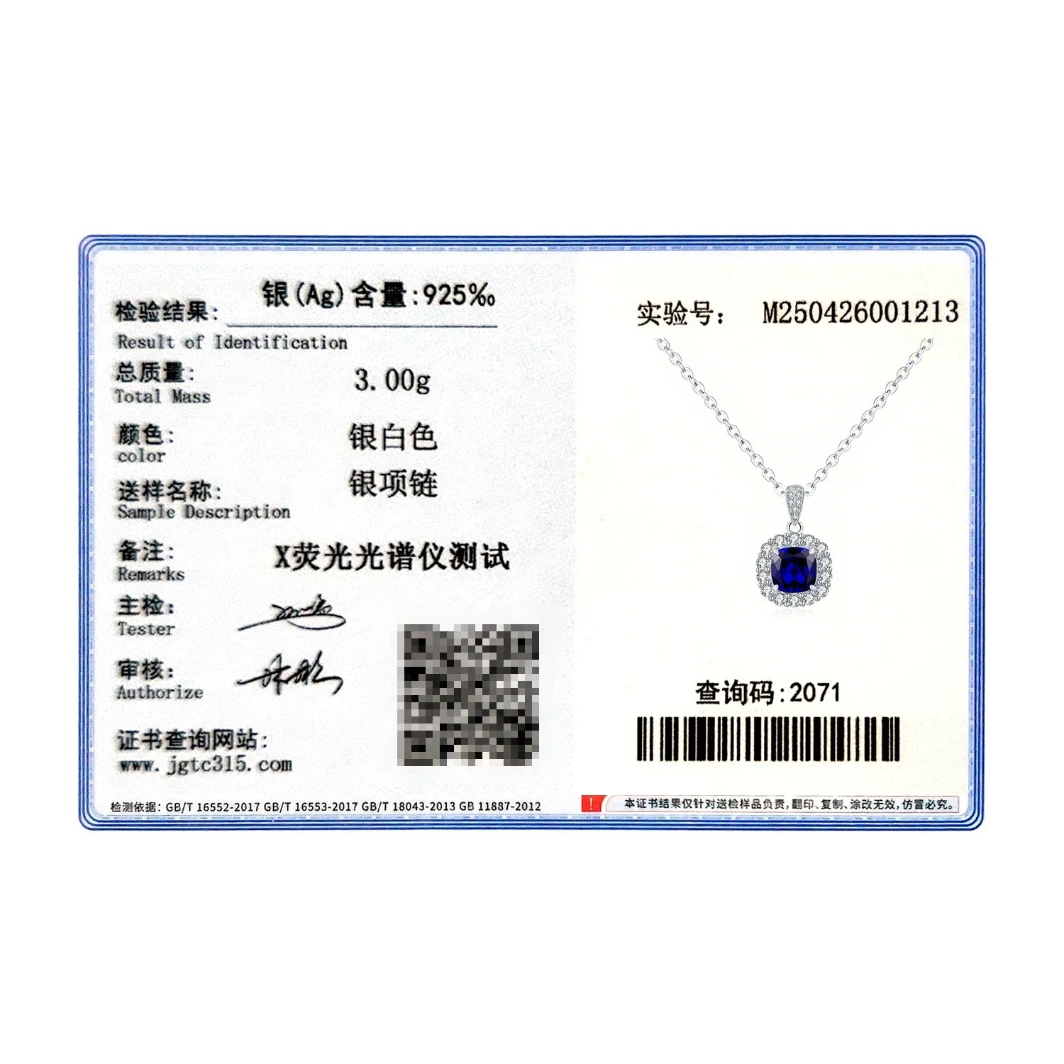 925 Sterling Silver Elegant Luxury Geometric Royal Blue Zirconia Pendant Necklaces For Women Anniversary Fine Jewelry