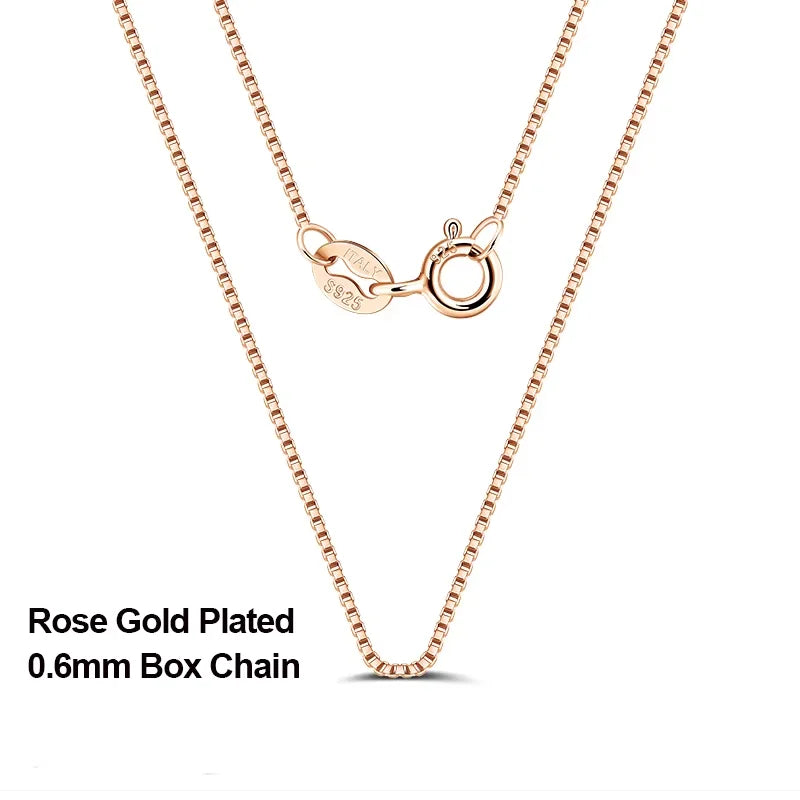 Slim 0.6mm Box Chain Necklace Italy 925 Silver Woman Man Necklace 45cm 18''Long  Jewelry Gift Wholesale OSC07