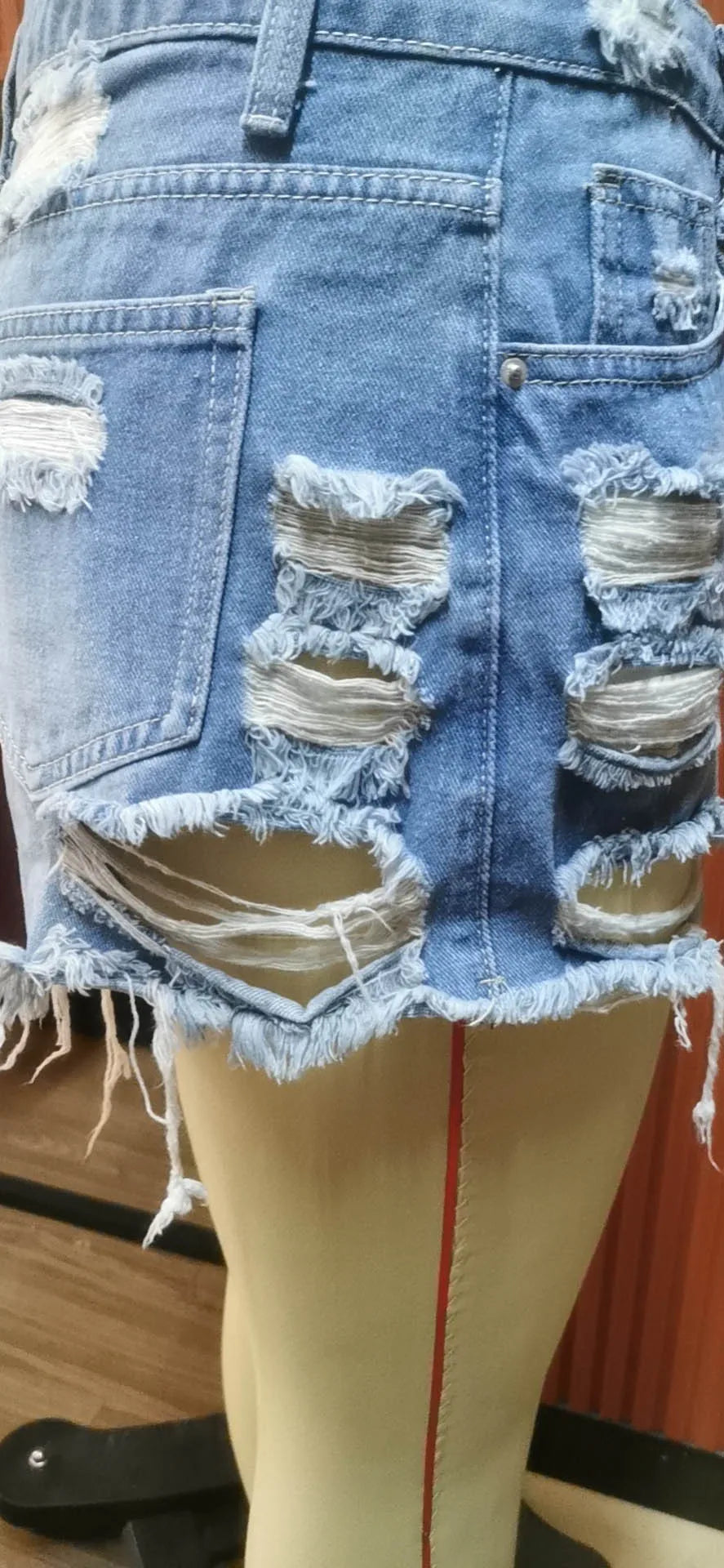 Summer Women Shorts Mini Jeans Lady Sexy Ripped Hot Fetish Denim Pants Lady High Street Party Elastic Denim Shorts