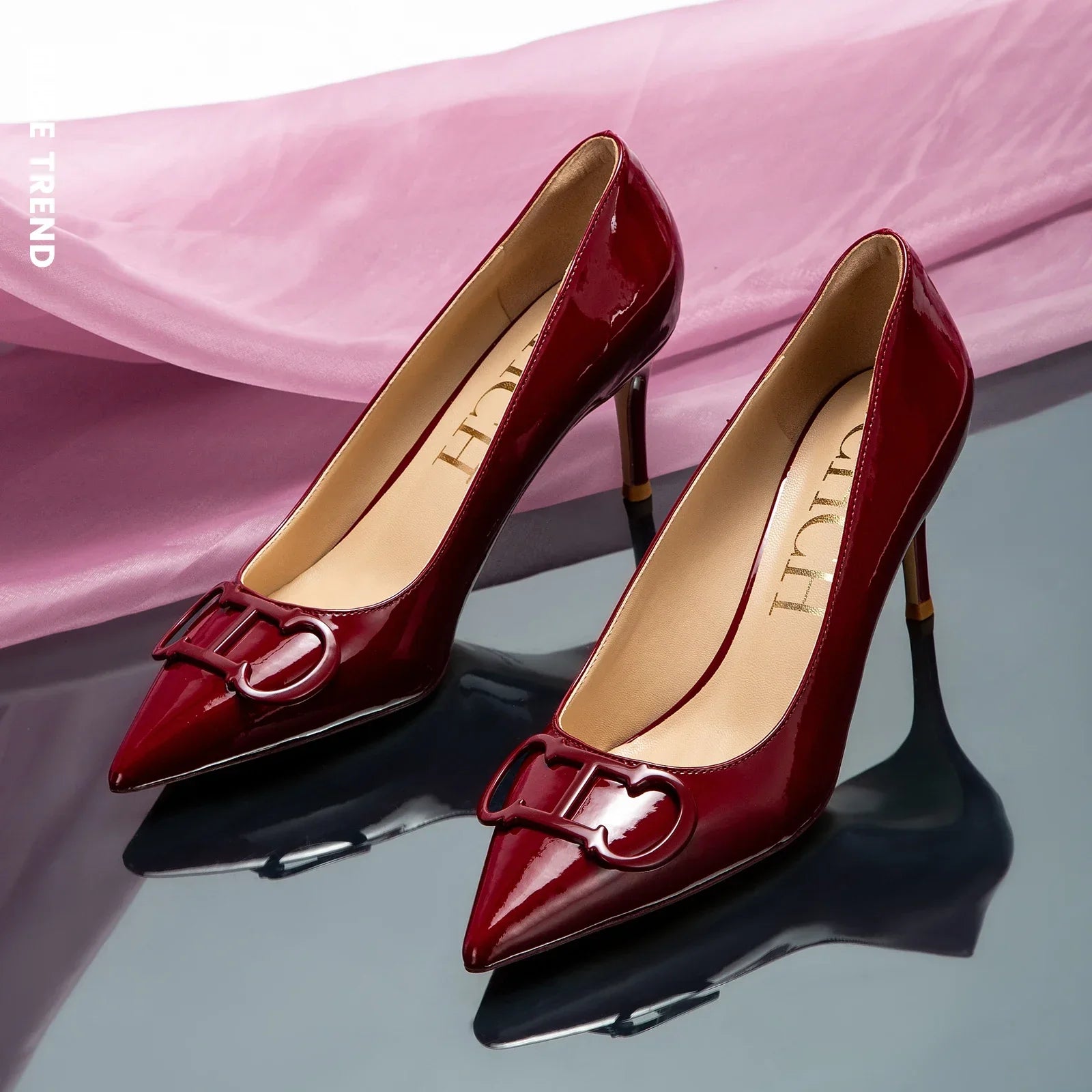 Women's High Heels New Lacquer Leather Women's Business Wedding Shoes 7cm