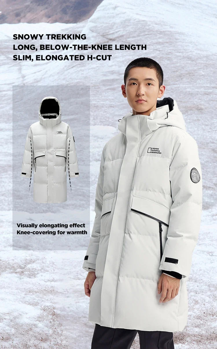 Down Jacket Men Long Length 2026 New Winter Outerwear Waterproof and Warm Outdoor Travel Outerwear