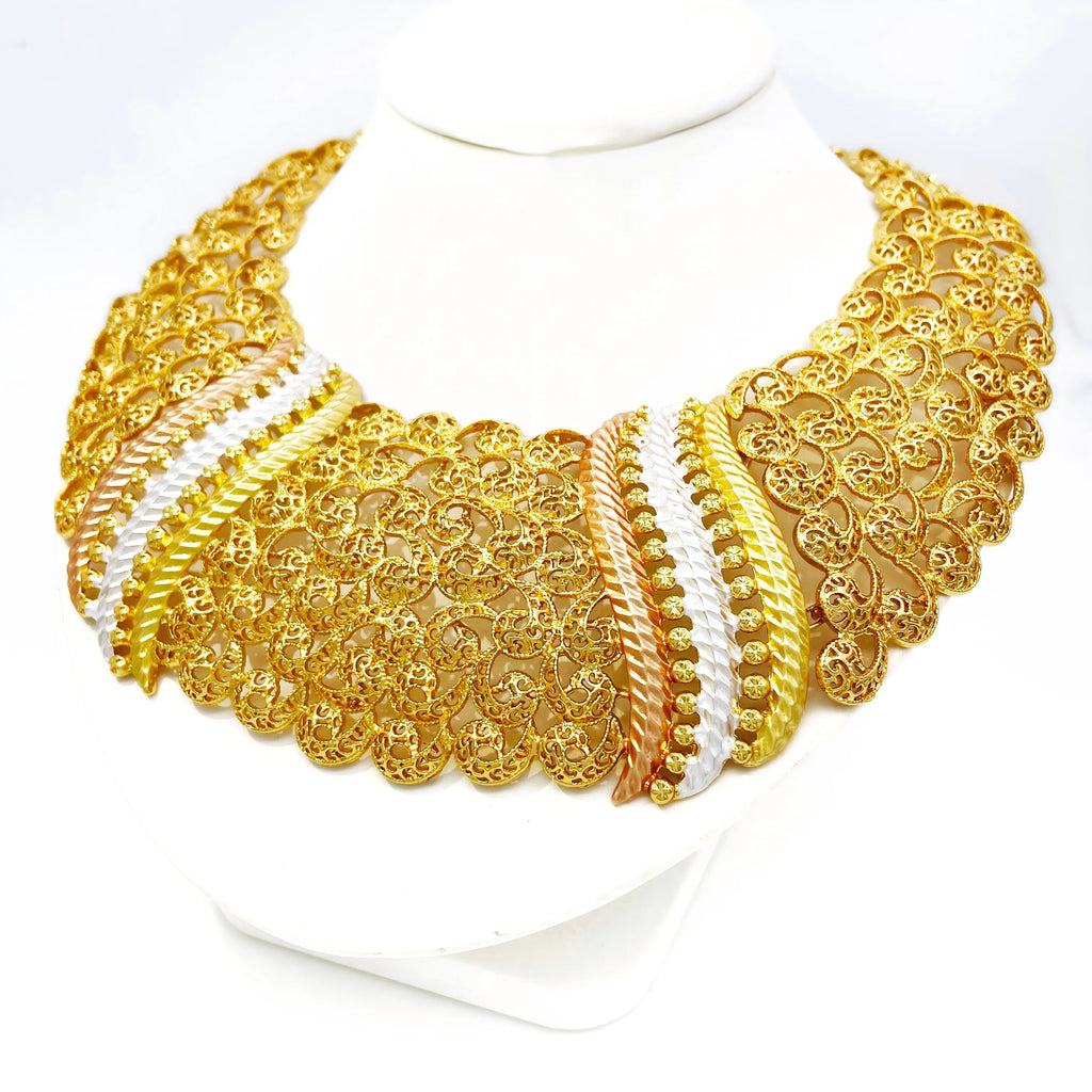 Women Jewelry Set Classic Design Tricolor Necklace Earrings Bangle And Ring 4PCS Set Jewelry Wedding Party Gift Good Quality