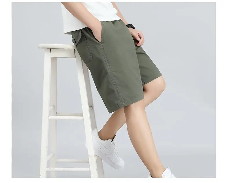 Men's Lightweight Cotton Summer Casual Shorts Loose Wide-Leg Fitness Exercise Work Shorts Comfortable Breathable