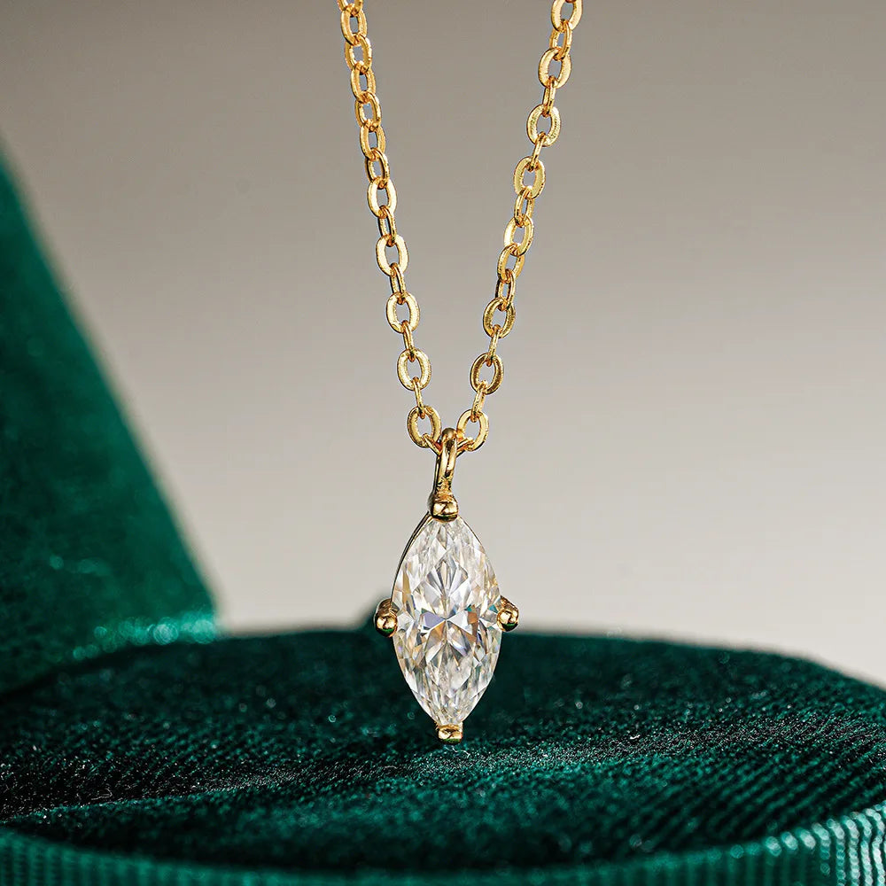 PureNew 1-5ct Full Shape Moissanite Necklace For Women S925 Silver Plated 18k Gold D Color VVS1 Women's Moissanite Chain Gift