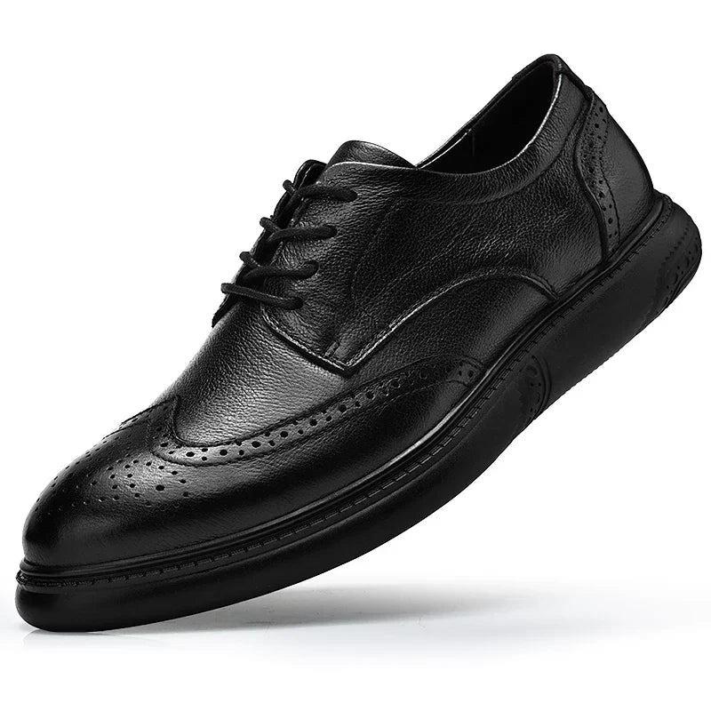 Big Size Mens Formal Genuine Leather Dress Shoes British Stylish Business Dress Men Flats High Quality Brogues Oxford Shoes Men