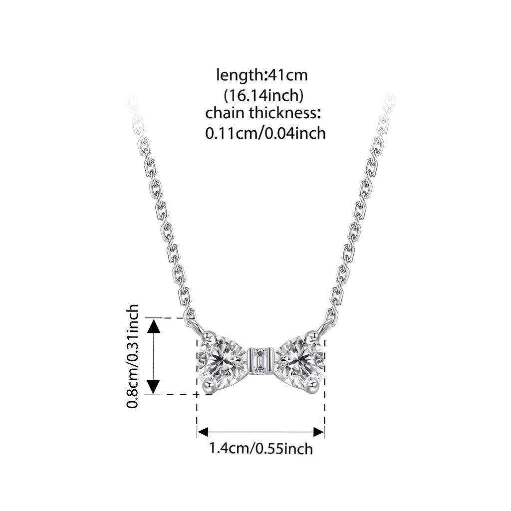 925 Sterling Silver Full Zircons Bow Pendant Necklace Sweet Bowknot Link Chain for Women Girls Birthday Gift Fine Jewelry