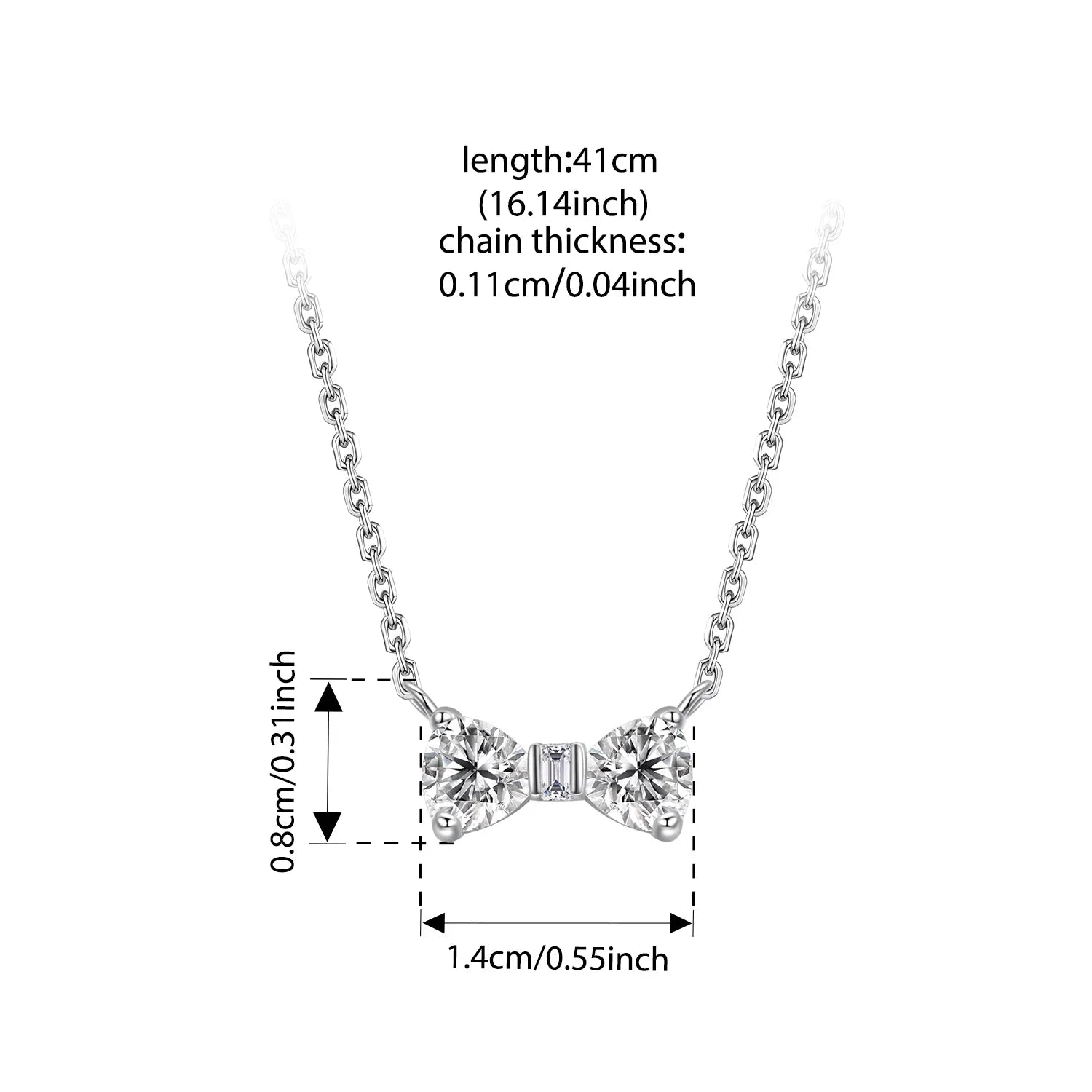 925 Sterling Silver Full Zircons Bow Pendant Necklace Sweet Bowknot Link Chain for Women Girls Birthday Gift Fine Jewelry
