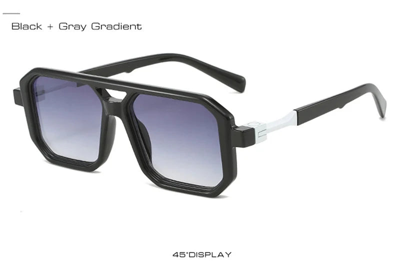 New Double Bridges Square Sunglasses Women Fashion Gradient Shades UV400 Retro Polygon Men Sun Glasses