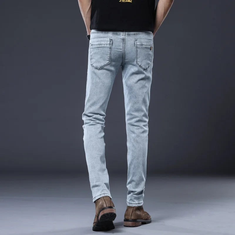 Skinny Denim Jeans Men Slim Fit Stretch Mens Jeans Pant Gray Blue 2025 New