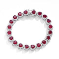 2023 New In Real S925 Sterling Silver Full Ruby Link Bracelet for Women Lab Grown Gemstones Bracelets Party Fine Jewelry