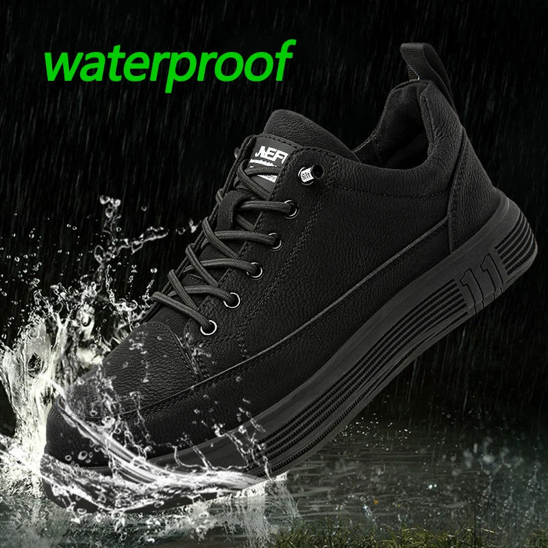 Waterproof Work Boots Safety Steel Toe Shoes Men Quality Leather Shoes Puncture-Proof Indestructible Shoes Safety Protective