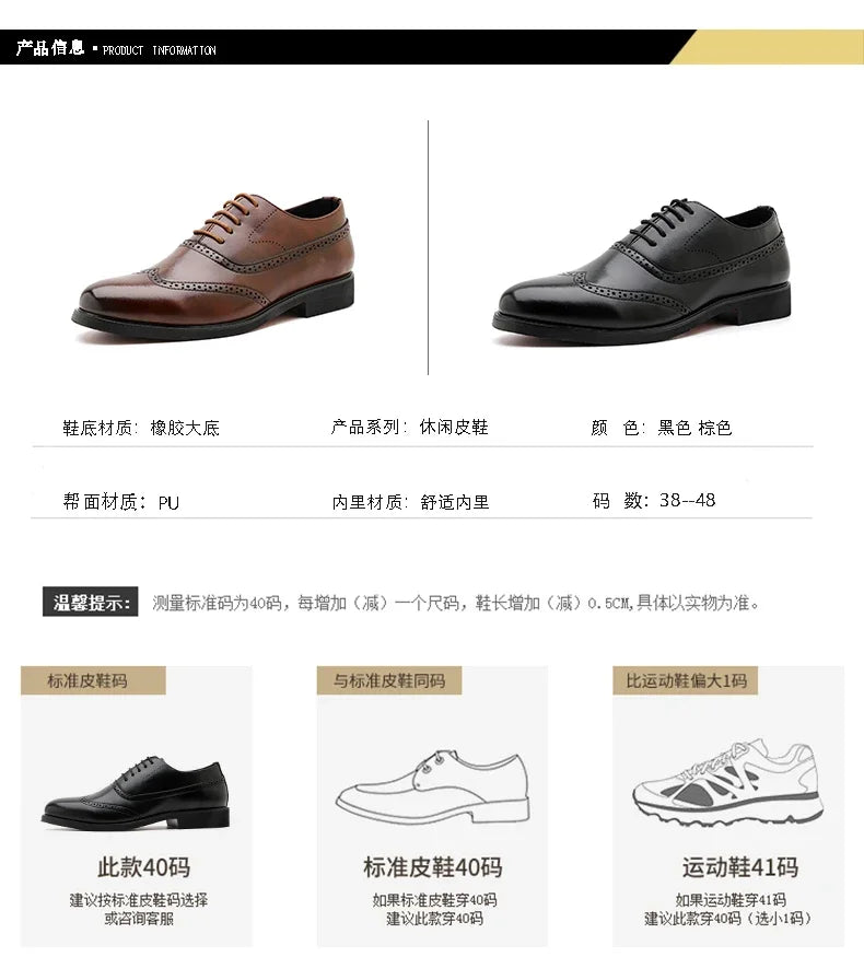 Men's Black Brogue Oxford Shoes Formal Dress Shoes for Business Wedding Red Sole Comfortable Lace-up Footwear