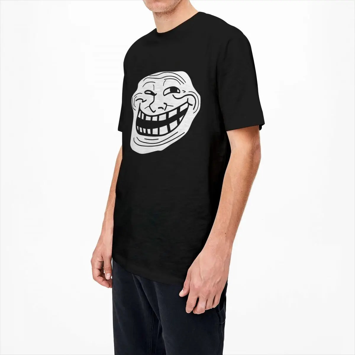 تي شيرت رجالي بتصميم Rage Comic Trollface مضحك على طراز أنيمي الهيب هوب بأكمام قصيرة، قمصان صيفية رائعة من القطن الخالص بياقة مستديرة مقاس 6XL