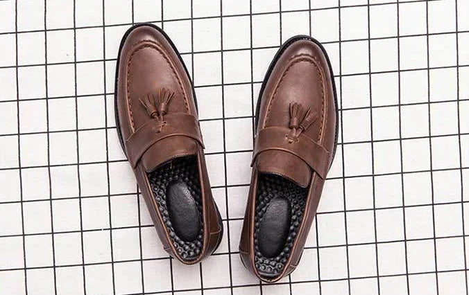 With Tassels Loafers Office Leather Shoes for Men Platform Thick Sole Pointed Toe Man Casual Shoe High Quality Fashion Elegant