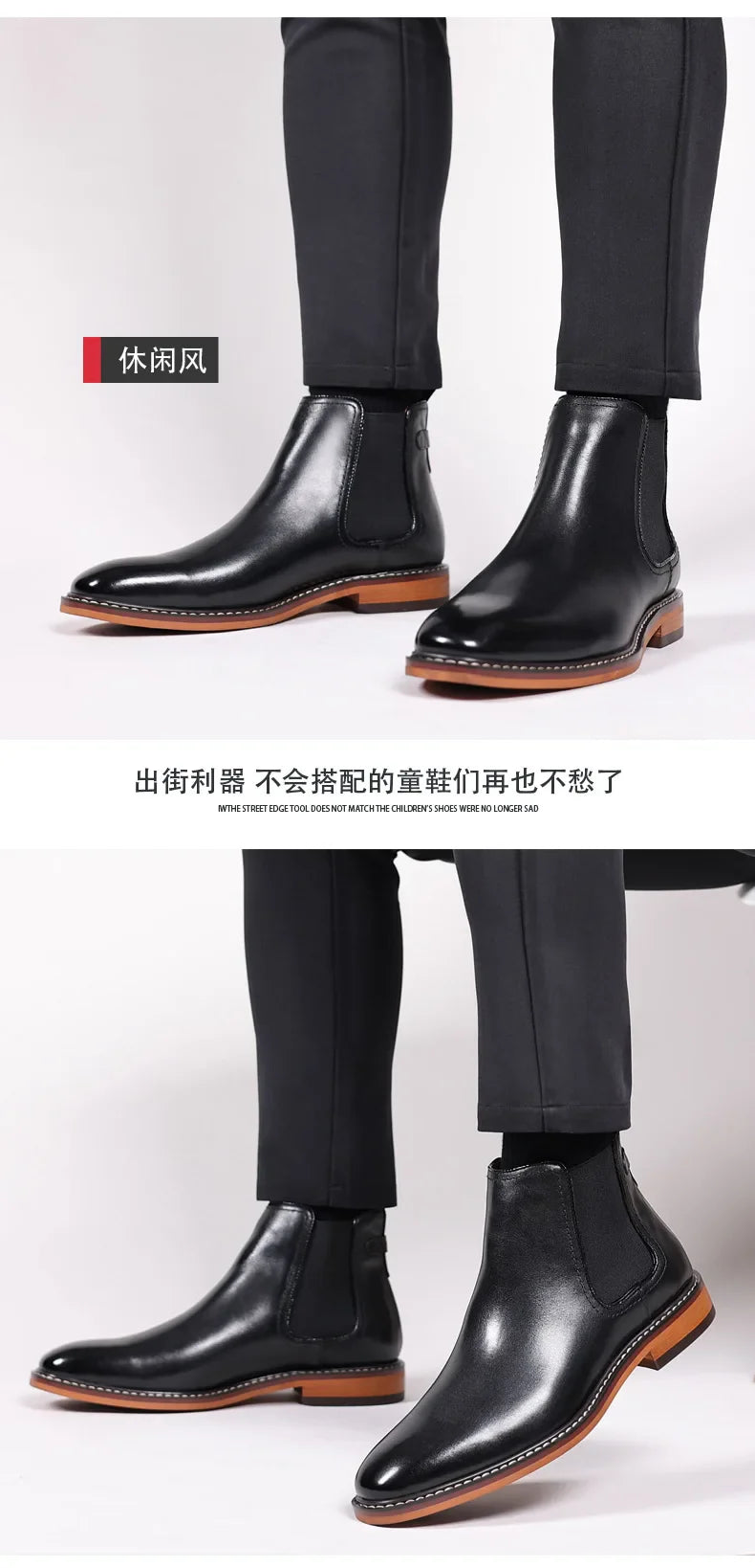 Brand Men's Chelsea Boots Genuine Cow Leather Handmade Boot Shoes Work Shoes For Formal Dress Wedding Business Party New