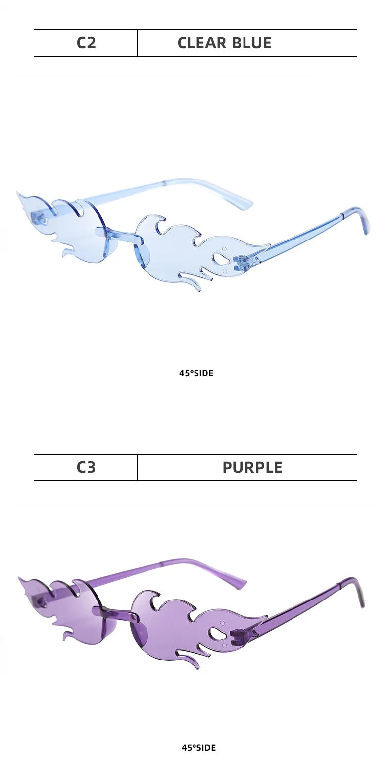 Flame Sunglasses Rimless Personality Colorful Ball Party Sunglasses Candy Hip-hop Fruit One-piece Glasses
