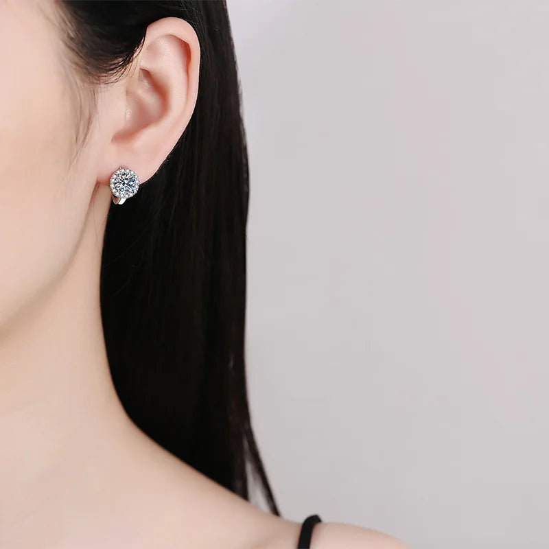 New In 1-2cttw D Color Moissanite Hoop Earrings for Women S925 Silver Party Small Ear Buckle Wedding Earring Wholesale