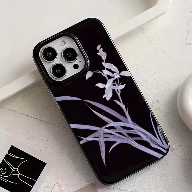 Lily Orchid Flower Print Soft Phone Case For iPhone 16 17 15 14 13 12 11 Pro Max XS X 7 8 16e 16 Plus SE 2022 Shockproof Cover