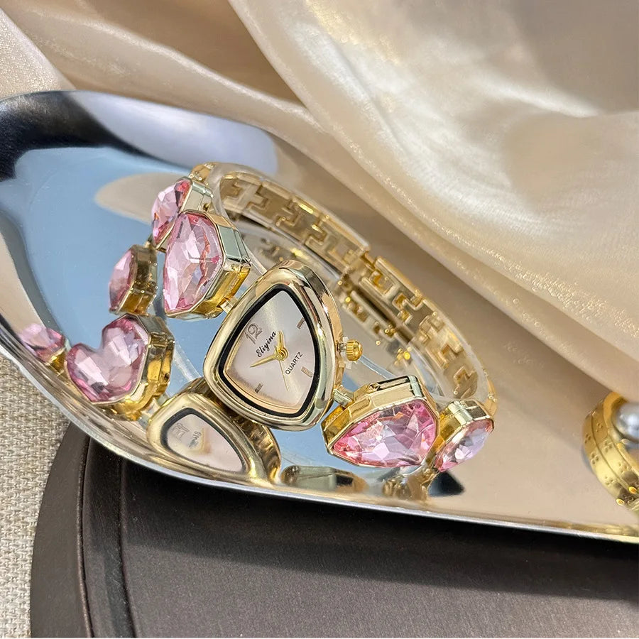 New color scheme irregular design big diamond watch light luxury niche watch color fashion high sense foreign trade wholesale