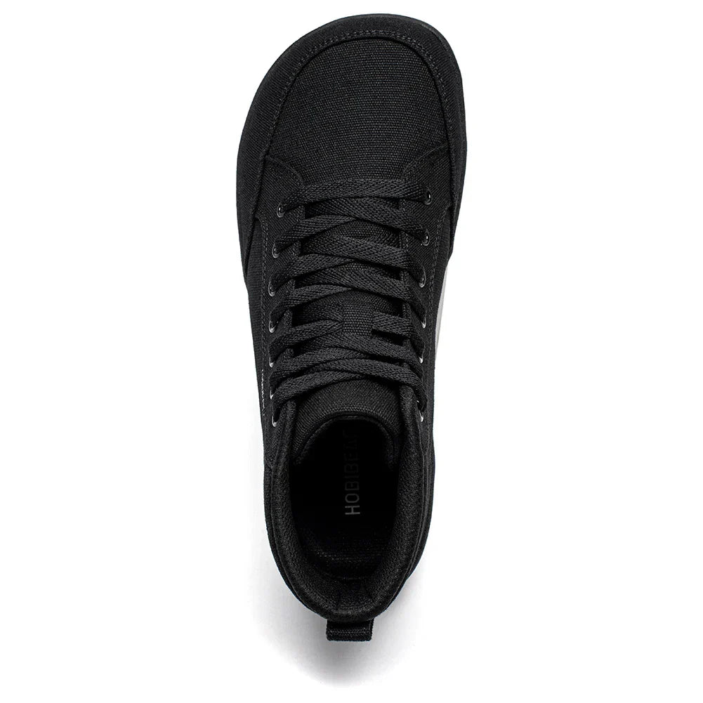Mid-Top Barefoot Shoes Unisex Wide Toe Box Canvas Sneakes Zero Drop Lace Up Outdoor Walking Shoes