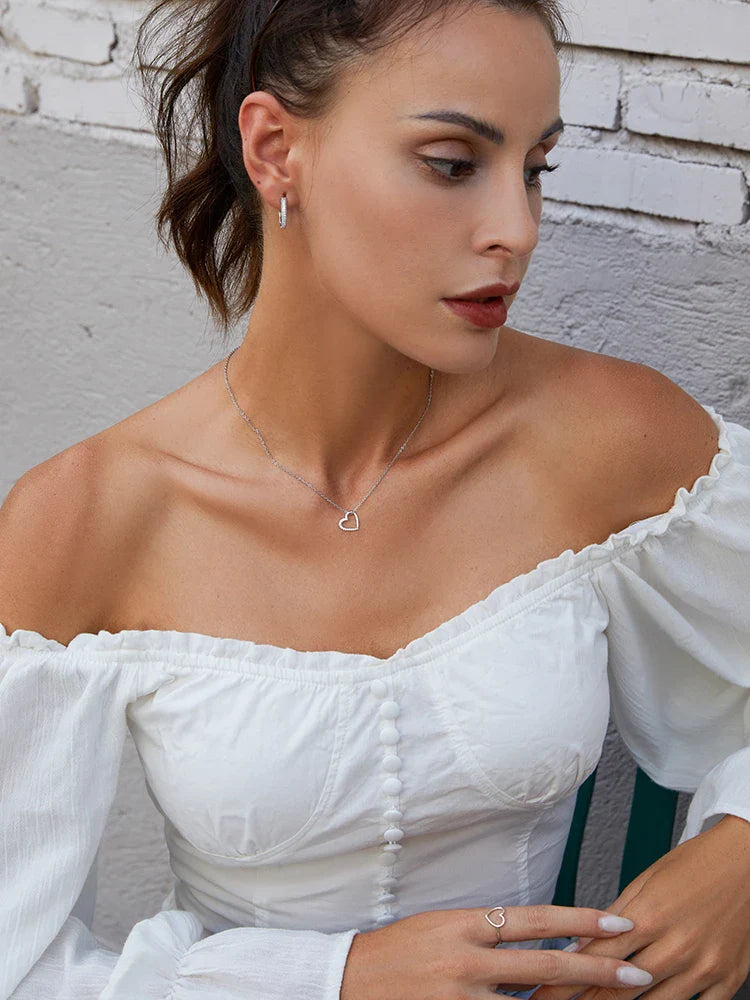 Genuine 925 Sterling Silver The shape of love Chain Necklace for Women Fine Jewelry New Collar SCN347