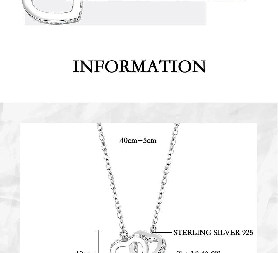 All Moissanite Necklace for Women S925 Pure Silver Double Heart Design Laboratory Diamond Pendant Fashion Luxury Jewelry