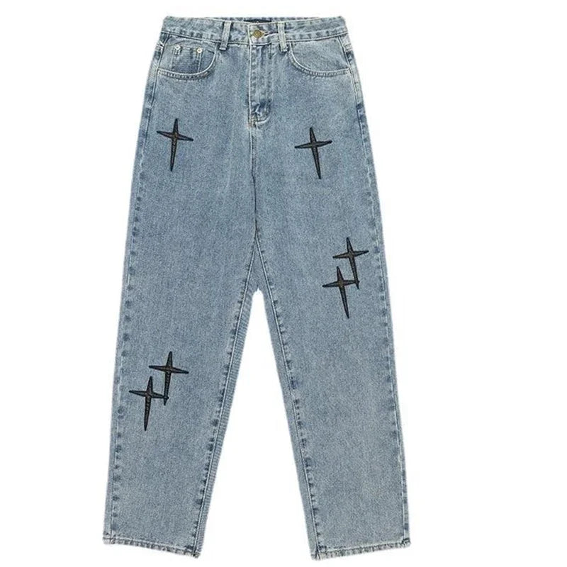 Men Designer Prints Star Jeans
