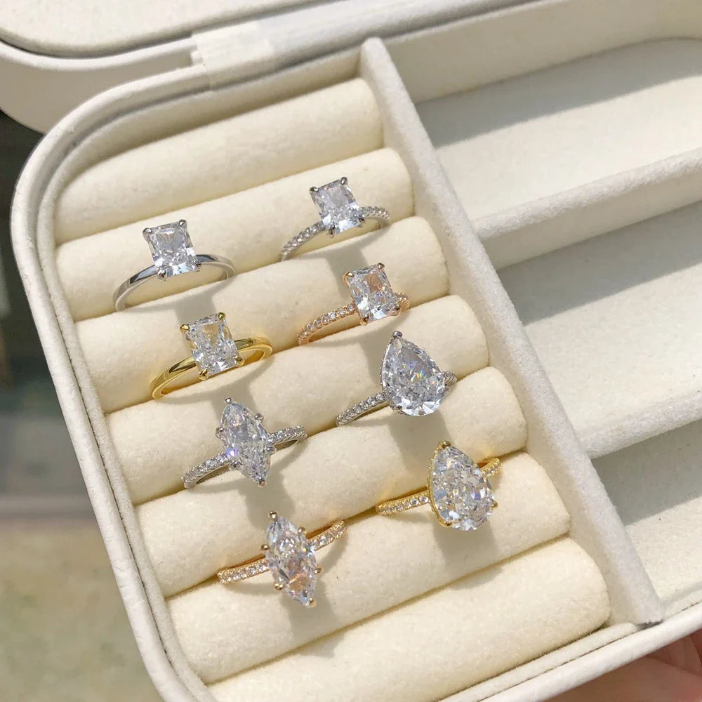 18K Gold Plated 925 Sterling Silver Crushed Ice Cut Lab Sapphire Gemstone Wedding Party Fine Jewelry Rings Wholesale
