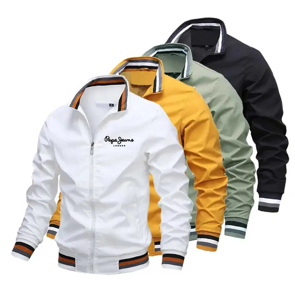 New Spring and Autumn Men's Stand Collar Casual Zipper Jacket Outdoor Sports Coat Windbreaker Jacket for Men Waterproof Bomber