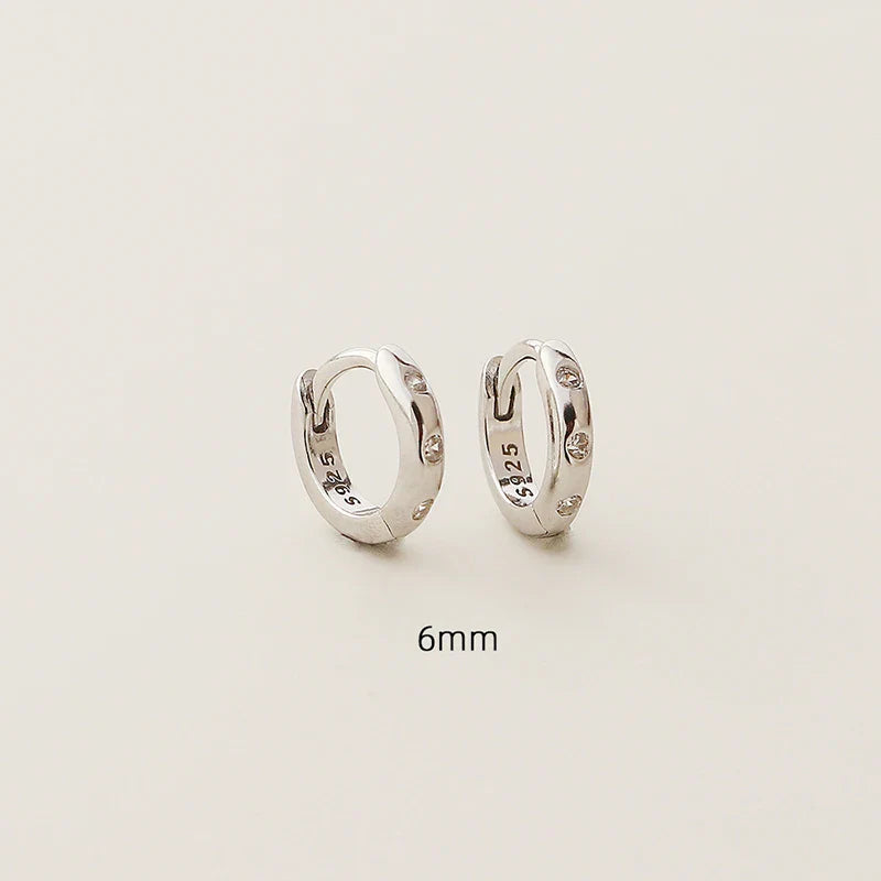 925 Sterling Silver Fashion Simple Piercing Ear Closure Statement Stacked Ear Hoop Earrings for Women Huggies Jewelry