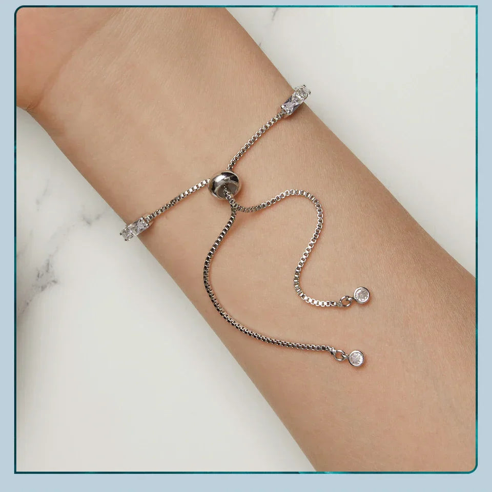 Luxury Square Zircon Adjustable Bracelet Sparkling Zirconia Chain Link for Men Women Birthday Gift Crystal Fine Jewelry