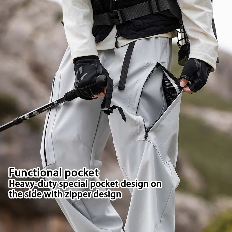 Hiking Pants Men Waterproof Windproof Pants Breathable Loose Trousers Fishing Cycling Trekking Camping Outdoor Sport Pant Autumn