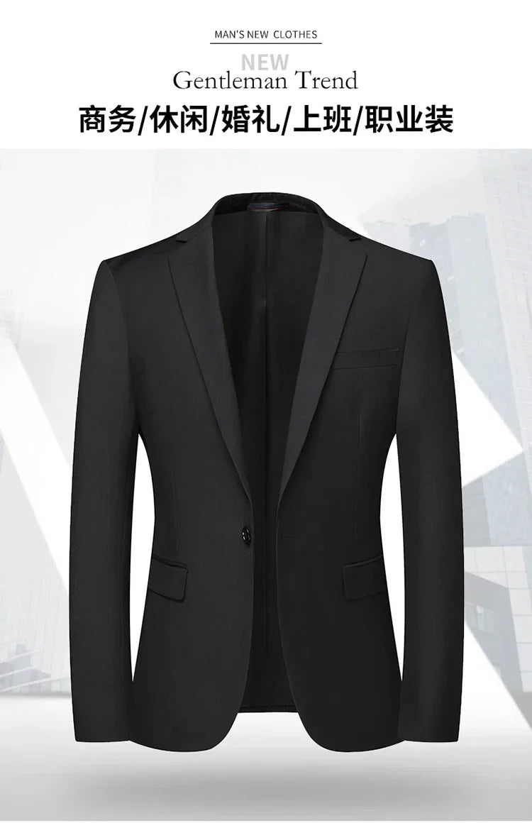 2026 Blazer New Men's Fashion Business Solid Color British Style Professional Work Groom Wedding Dress Best Man Blazer Jacket