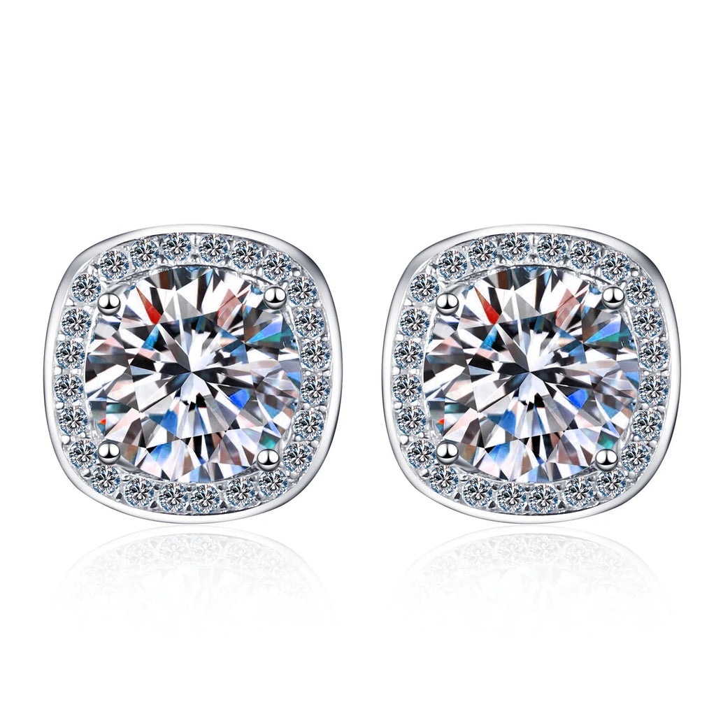 925 Sterling Silver Moissanite Stud Earrings 1-2 ct D VVS1 Lab Diamond with GRA Fine Jewelry Earring For Women