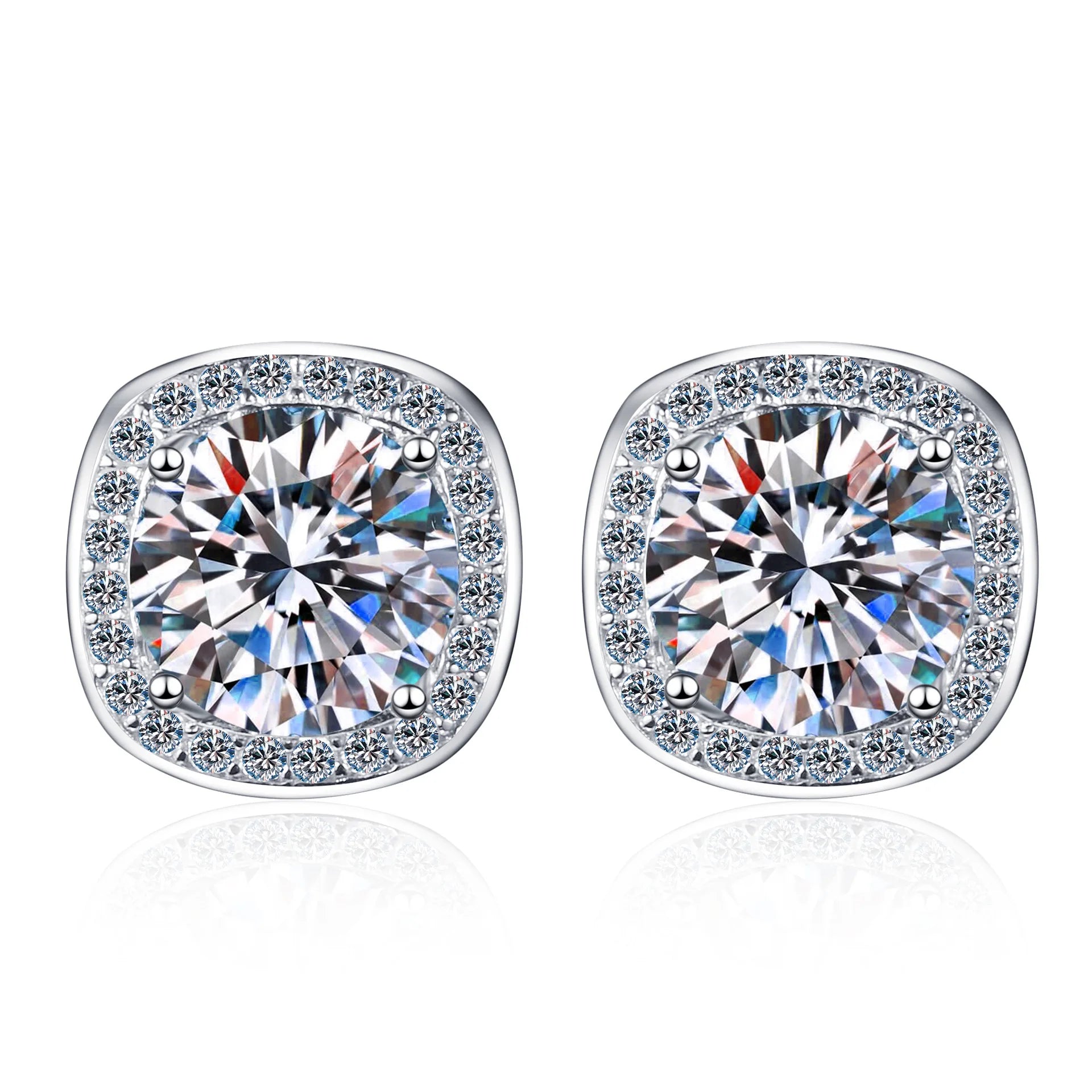 925 Sterling Silver Moissanite Stud Earrings 1-2 ct D VVS1 Lab Diamond with GRA Fine Jewelry Earring For Women