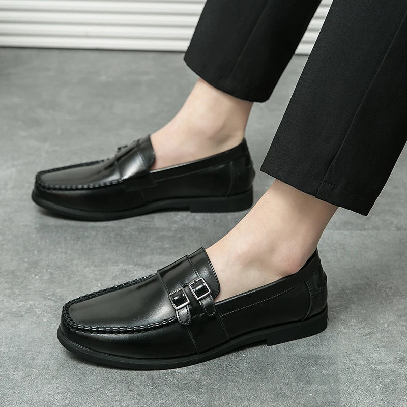 Business men's loafers Comfortable flat bottomed Elegant gentleman style Daily work Outdoor leisure street 38-46 leather shoes