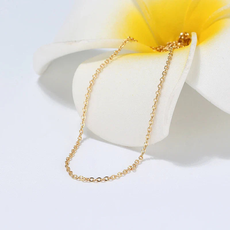 18K Gold 925 Sterling Silver Fashion Cable Link Chains Necklace for Women Thin Neck Chain Accessories Jewelry SC06