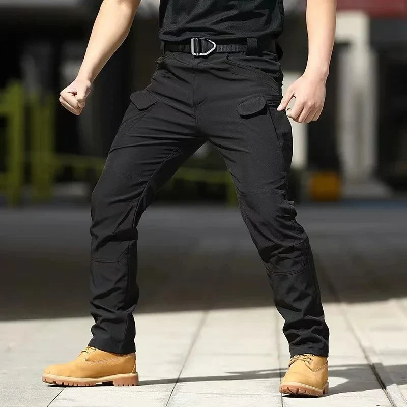 2024 Men's Autumn Tactical Cargo Pants Outdoor Work Pants Multi-pocket Casual Trousers Waterproof Quick Dry Elastic Pants Male