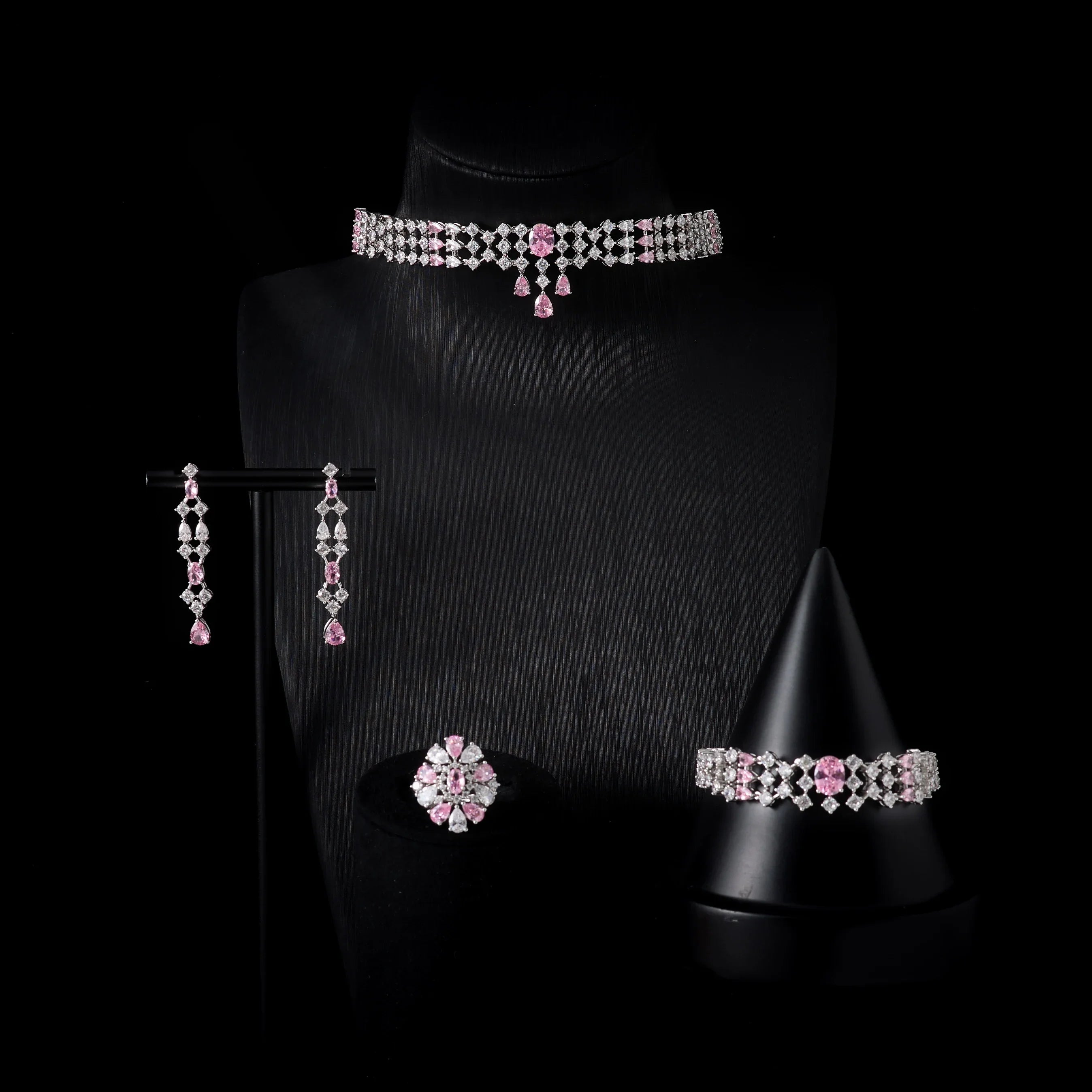 Choker Necklace Sets for Women Cubic Zirconia Bridal Jewellery Set Dubai Saudi Party Engagement Accessory