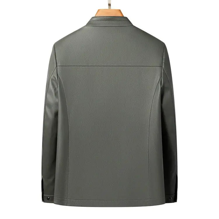 New Spring and Autumn 2025 Casual Leather Jackets, Men's Stand-Up Collar Leather Jackets, and High-End Large-Sized Goatskin Coat
