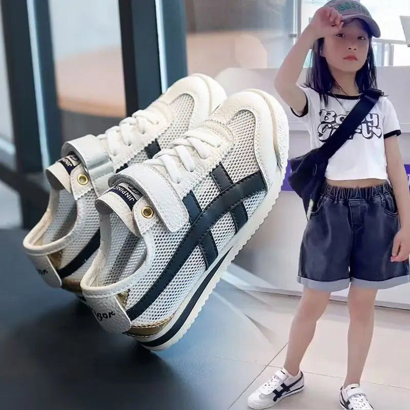 New Summer Children's Sports Little Whiteboard Shoes with Mesh Breathable Boys and Students Forrest Gump Single Mesh Shoes