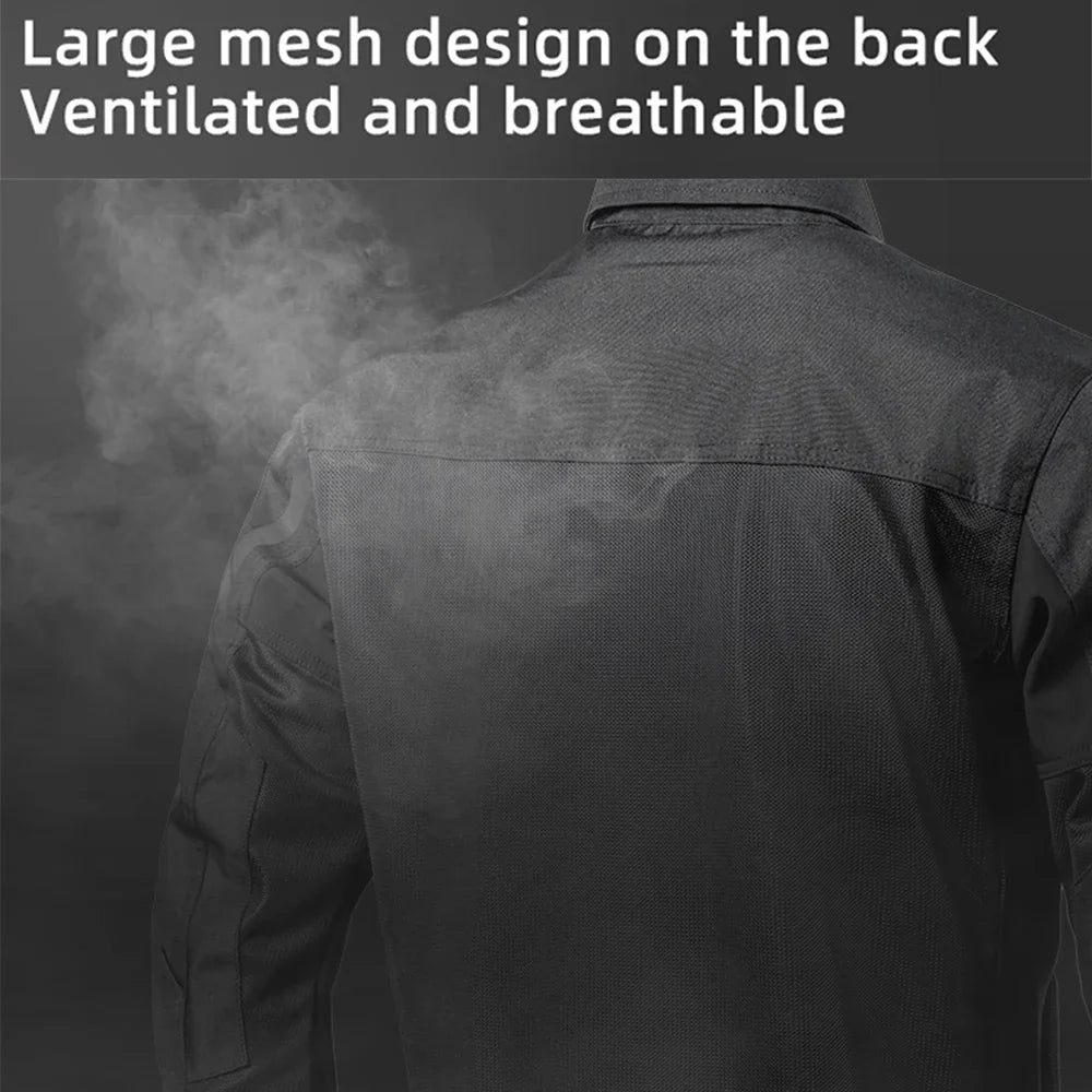 Men Motorcycle Jacket New Upgraded Summer Breathable Jacket CE Protective Retro Black Motorbike Motorcyclist Mesh Clothing