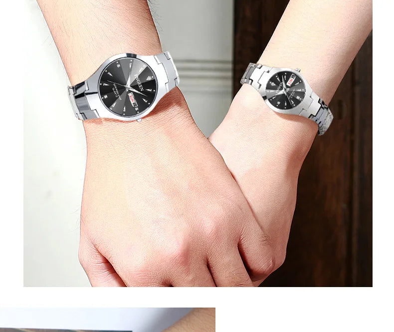 Relogio Feminino Couple Watch Men Quartz watch for Lovers Luxury Womens wristwatch Stainless Steel Waterproof