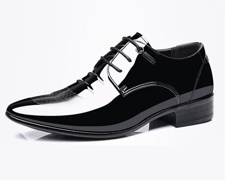 Patent Leather Black Lace Up Pointed Toe Men's Formal Shoes 2025 Style Low Price Office Luxury Designer 39 Suit Social Shoe Male