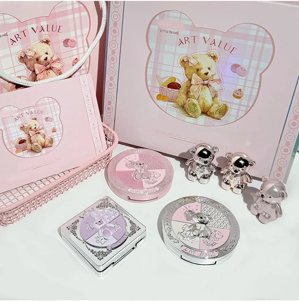 7PCs Multipurpose Makeup Sets Include 3 Matte Lip Mud,1 Pressed Powder,1 Blush,1 Eyes Palette And Necklace Cosmetics
