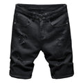 New White Jeans Shorts Men Fashion Ripped Knee Length Pants Simple Casual Slim Hole Denim Shorts Male Streetwear