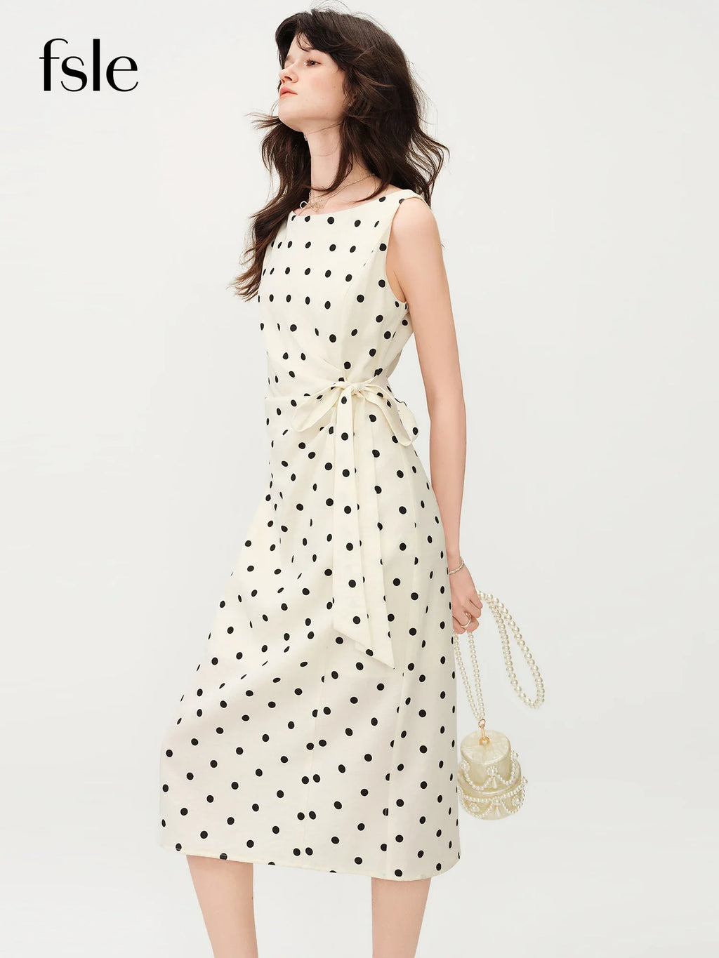 2026 New Summer Women's Polka Dot French Style Dress, Waist-Cinching Flowy Midi Dress for Coquette Chic & Daily Vacation