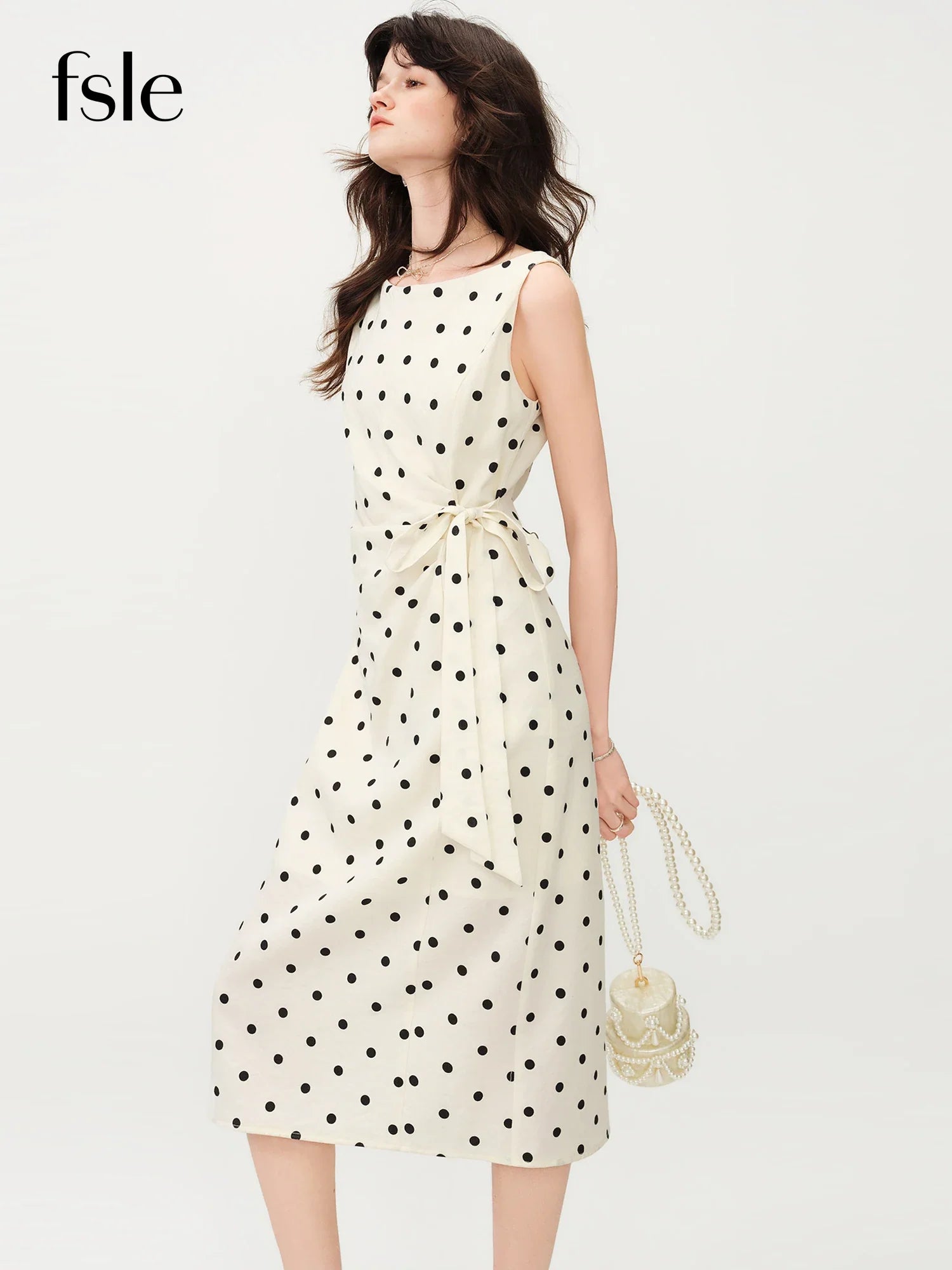 2026 New Summer Women's Polka Dot French Style Dress, Waist-Cinching Flowy Midi Dress for Coquette Chic & Daily Vacation