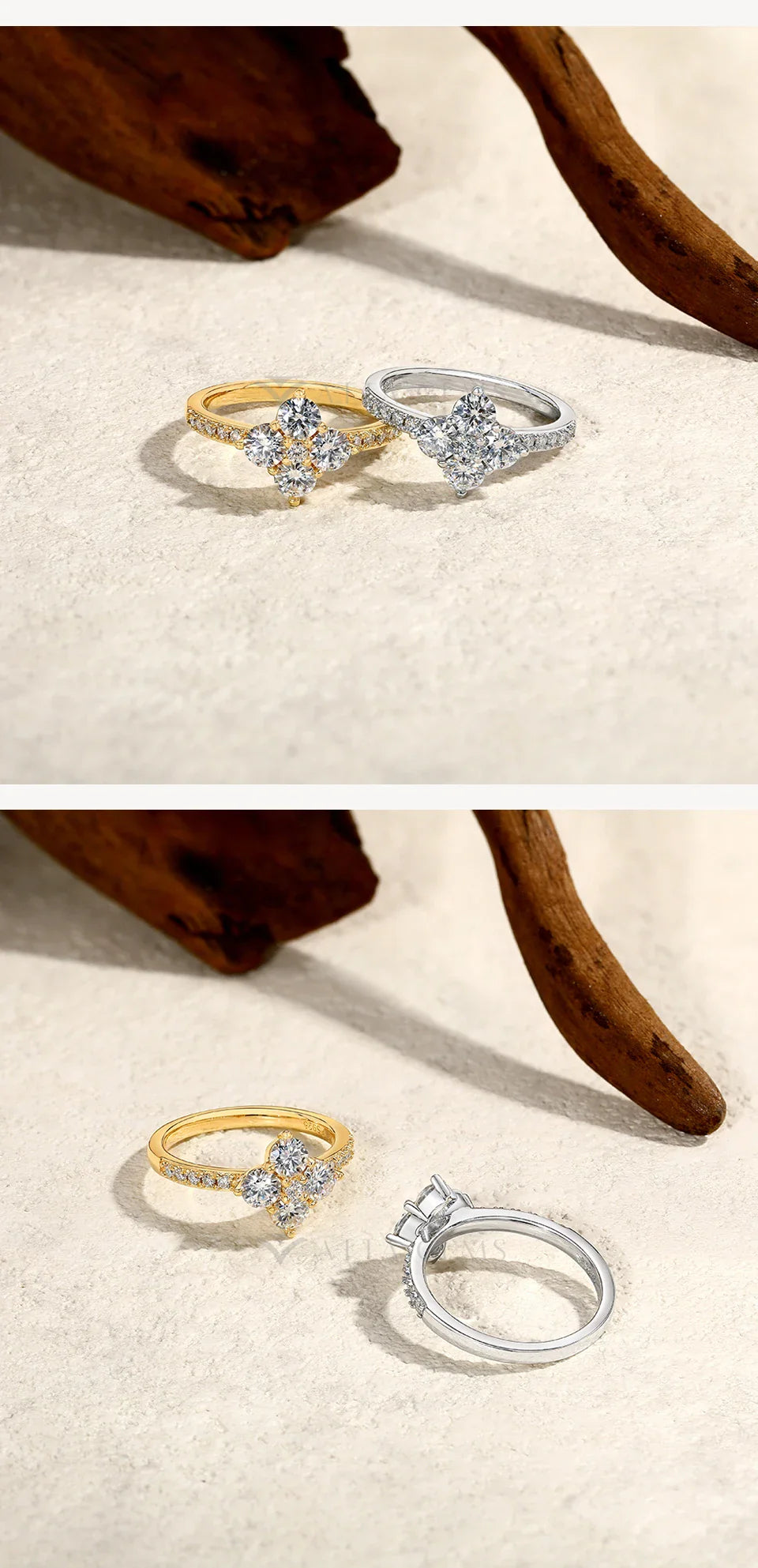 925 Sterling Silver Luxury Full Moissanite Rings 0.3ct DVVS1 Round Cut Sparkling Engagement Band for Women Fine Jewelry